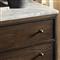 Marion Updated Traditional White Marble Brown Reclaimed Wood Wide Nightstand
