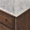 Marion Updated Traditional White Marble Brown Reclaimed Wood Wide Nightstand