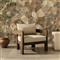 Aviel Rustic Lodge Beige Upholstered Teak Outdoor Barrel Arm Chair