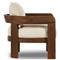 Aviel Rustic Lodge Beige Upholstered Teak Outdoor Barrel Arm Chair