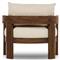 Aviel Rustic Lodge Beige Upholstered Teak Outdoor Barrel Arm Chair