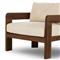 Aviel Rustic Lodge Beige Upholstered Teak Outdoor Barrel Arm Chair