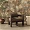 Aviel Rustic Lodge Brown Upholstered Teak Outdoor Barrel Arm Chair