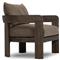 Aviel Rustic Lodge Brown Upholstered Teak Outdoor Barrel Arm Chair