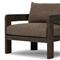 Aviel Rustic Lodge Brown Upholstered Teak Outdoor Barrel Arm Chair