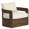 Aviel Rustic Lodge Beige Upholstered Teak Outdoor Swivel Chair