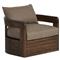 Aviel Rustic Lodge Brown Upholstered Teak Outdoor Swivel Chair