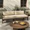 Aviel Rustic Lodge Beige Upholstered Teak Outdoor Sofa - 96&quot;