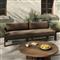 Aviel Rustic Lodge Brown Upholstered Teak Outdoor Sofa - 96&quot;
