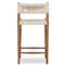 Mable Coastal Beach Off White Wicker Teak Outdoor Counter Stool