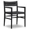 Mable Coastal Beach Black Wicker Teak Outdoor Dining Arm Chair
