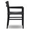 Mable Coastal Beach Black Wicker Teak Outdoor Dining Arm Chair