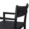 Mable Coastal Beach Black Wicker Teak Outdoor Dining Arm Chair