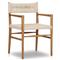Mable Coastal Beach Off White Wicker Natural Teak Outdoor Dining Arm Chair