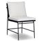 Inno Modern White Upholstered Black Teak Iron Outdoor Dining Side Chair