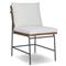 Inno Modern White Upholstered Natural Teak Iron Outdoor Dining Side Chair