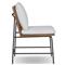 Inno Modern White Upholstered Natural Teak Iron Outdoor Dining Side Chair
