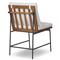 Inno Modern White Upholstered Natural Teak Iron Outdoor Dining Side Chair