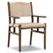 Hirom Rustic Lodge Woven Brown Teak Wood Outdoor Dining Arm Chair