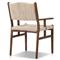 Hirom Rustic Lodge Woven Brown Teak Wood Outdoor Dining Arm Chair