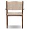 Hirom Rustic Lodge Woven Brown Teak Wood Outdoor Dining Arm Chair