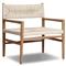 Mable Coastal Beach Off White Wicker Teak Outdoor Chair