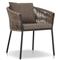 Porter Coastal Brown Upholstered Bronze Aluminum Outdoor Dining Arm Chair