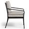 Gretchen French Country Grey Upholstered Black Aluminum Outdoor Dining Arm Chair