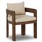 Aviel Rustic Lodge Beige Upholstered Teak Outdoor Dining Arm Chair