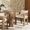 Aviel Rustic Lodge Beige Upholstered Teak Outdoor Dining Arm Chair