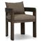 Aviel Rustic Lodge Brown Upholstered Teak Outdoor Dining Arm Chair