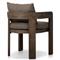 Aviel Rustic Lodge Brown Upholstered Teak Outdoor Dining Arm Chair