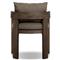 Aviel Rustic Lodge Brown Upholstered Teak Outdoor Dining Arm Chair