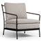 Gretchen French Country Grey Upholstered Black Aluminum Outdoor Lounge Chair