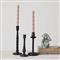 Carmen French Country Black Pine Wood Taper Candle Holder - Set of 3
