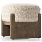 Leith Modern Classic Cream Boucle Brown Wood Round Stool
