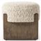 Leith Modern Classic Cream Boucle Brown Wood Round Stool