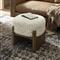 Leith Modern Classic Cream Boucle Brown Wood Round Stool