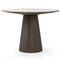 Skylar French White Marble Grey Oak Wood Round Pedestal Dining Table - 42&quot;W