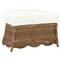 Cielo Coastal Beach White Sunbrella Brown Woven Wicker Demilune Outdoor Ottoman