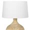 Campagna Coastal Beach White Linen Shade Natural Rattan Table Lamp