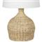 Campagna Coastal Beach White Linen Shade Natural Rattan Table Lamp