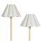 Polly French Country Scalloped Linen Shade Natural Brass Floor Lamp