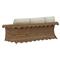 Cielo Coastal Beige Sunbrella Brown Woven Wicker Scalloped Outdoor Sofa - 88&quot;