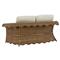 Cielo Coastal Beige Sunbrella Brown Wicker Scalloped Outdoor Loveseat - 63&quot;