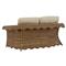 Cielo Coastal Sand Sunbrella Wicker Scalloped Outdoor Loveseat - 63&quot;