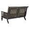 Hermine French Country Sand Sunbrella Black Aluminum Outdoor Loveseat - 60&quot;
