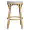 Lily French Country Blue White Woven Rattan Outdoor Backless Counter Stool