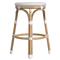 Lily French Country White Woven Rattan Outdoor Backless Counter Stool