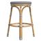 Lily French Country Grey White Woven Rattan Outdoor Backless Counter Stool
